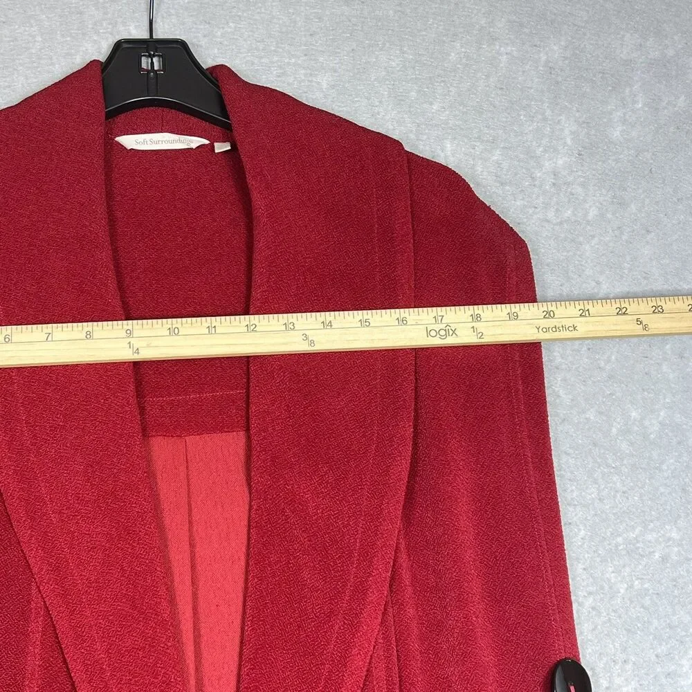 Soft Surroundings Cardigan Women Small Red Mesa Button Sleeveless Open Front